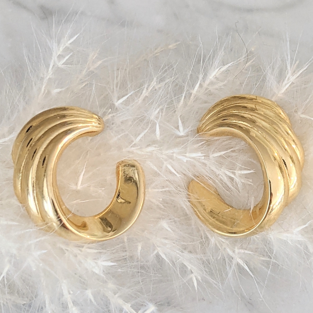 Vintage Triple Gold Plated Stud Earrings by Monet